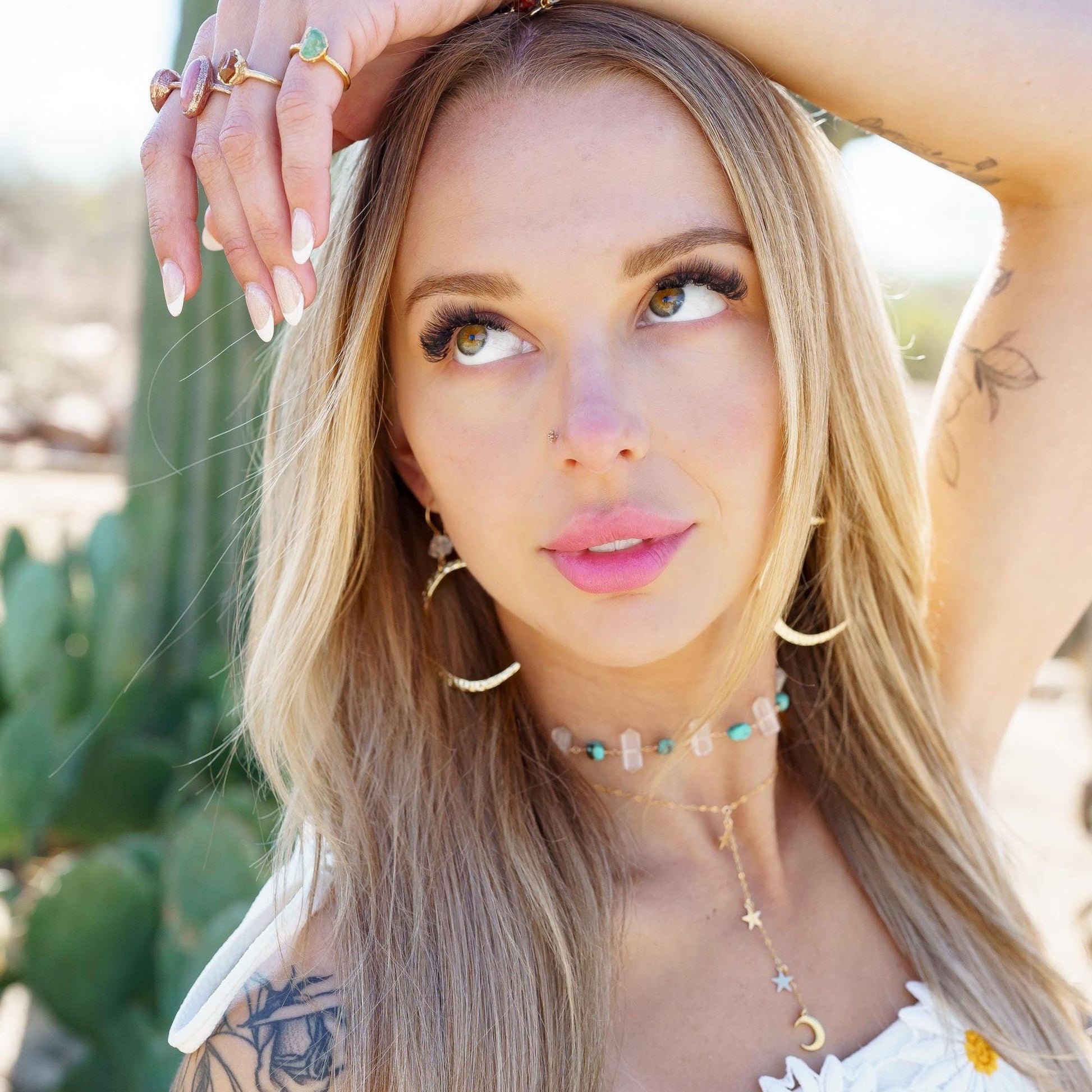 Raw Turquoise and Crystal Quartz Choker Necklace, Turquoise Boho Choker, Crystal Boho Choker Necklace, Arizona Turquoise Necklace
