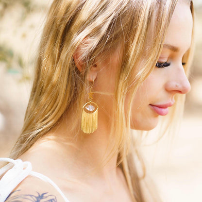 Evil Eye Statement Earrings, Gold Fringe Earrings, Gold Boho Earrings, Herkimer Diamond Earrings, Starry Eye Earrings, Star Dangle Earrings
