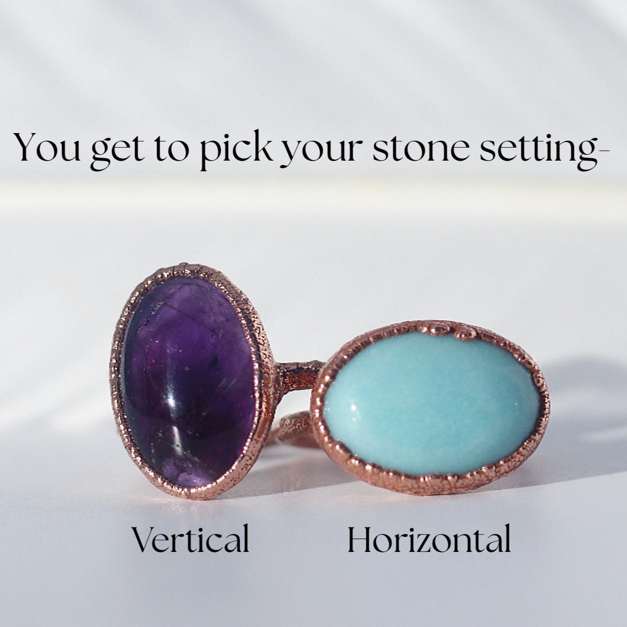 Amazonite Oval Ring, Raw Amazonite Stone Ring, Turquoise Colored Stone Ring, Large Turquoise Stone Jewelry, Raw Copper Ring, Statement Ring