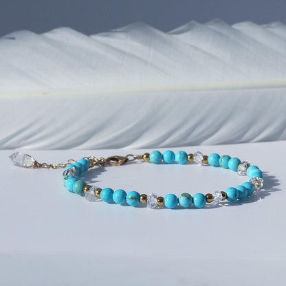 Adjustable Healing Gemstone Bracelet, Gemstone Bead and Herkimer Diamond Bracelet, Customizable Beaded Bracelet, Healing Gemstone Bracelet