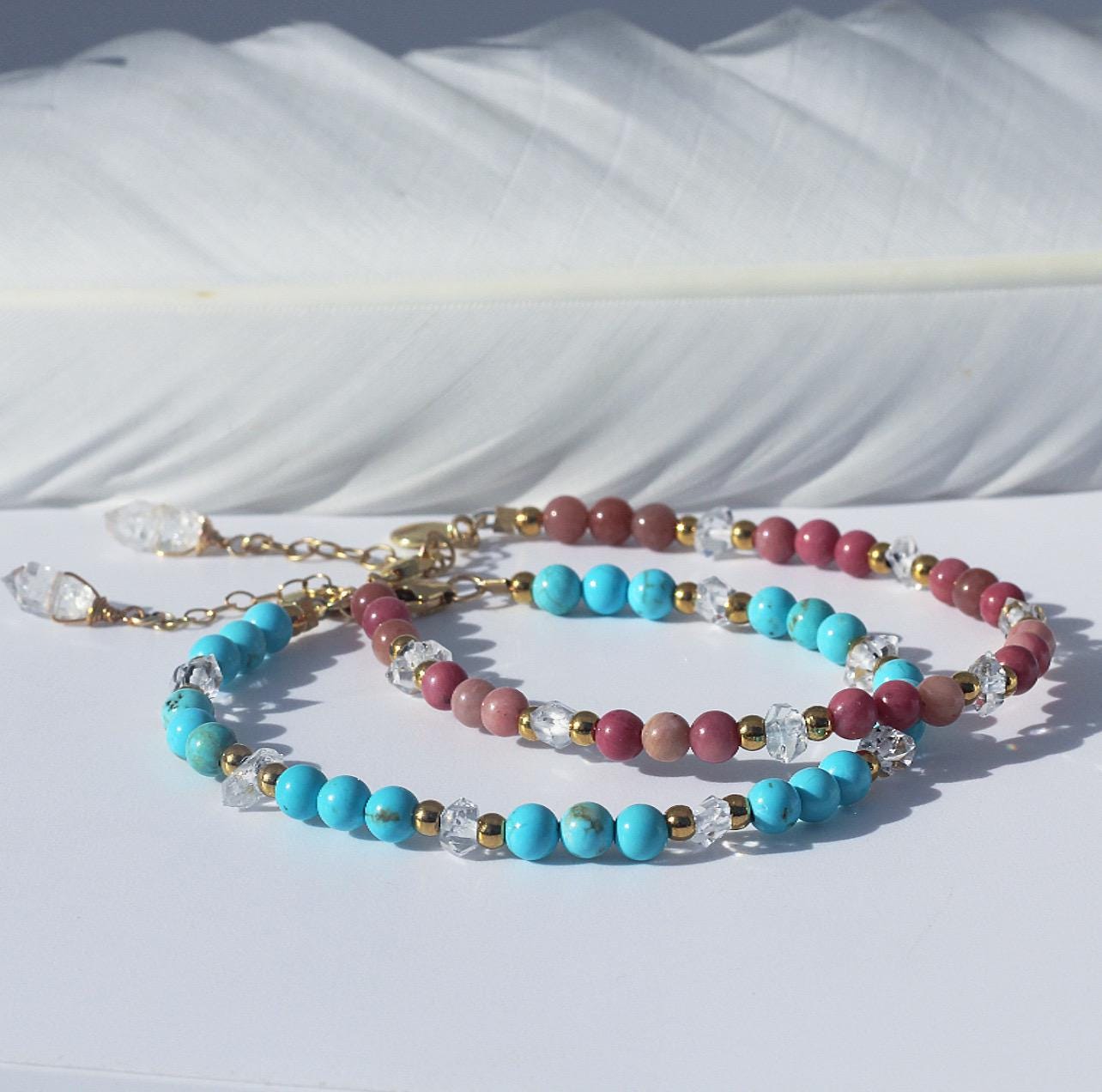 Adjustable Healing Gemstone Bracelet, Gemstone Bead and Herkimer Diamond Bracelet, Customizable Beaded Bracelet, Healing Gemstone Bracelet