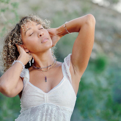 Statement Arch Shaped Earrings with Dangling Stars & Crystal Points | 14k Gold Filled or Sterling Silver Skin Safe Ear Wires