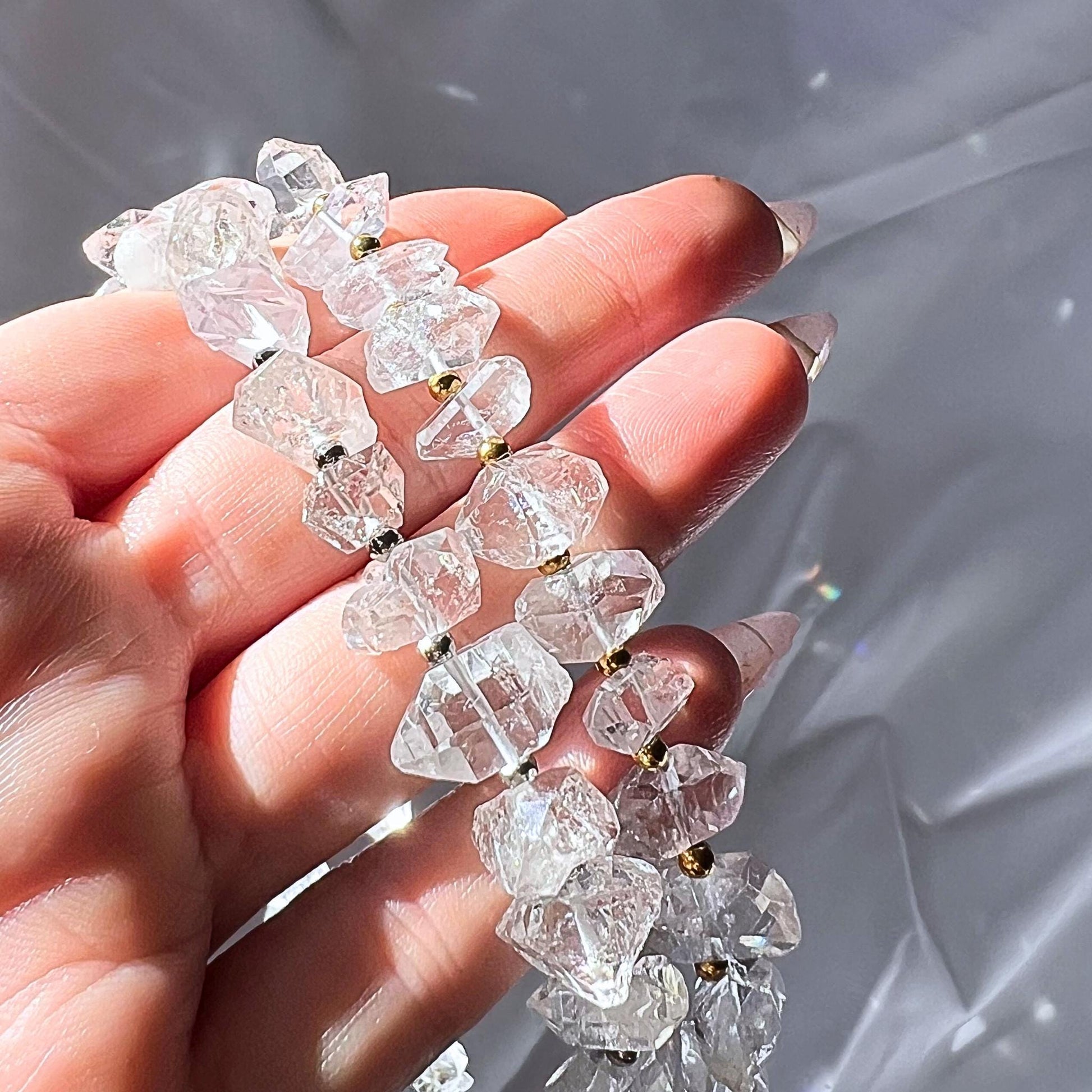 Chunky Herkimer Diamond Choker with Gold & Silver Bead Accents