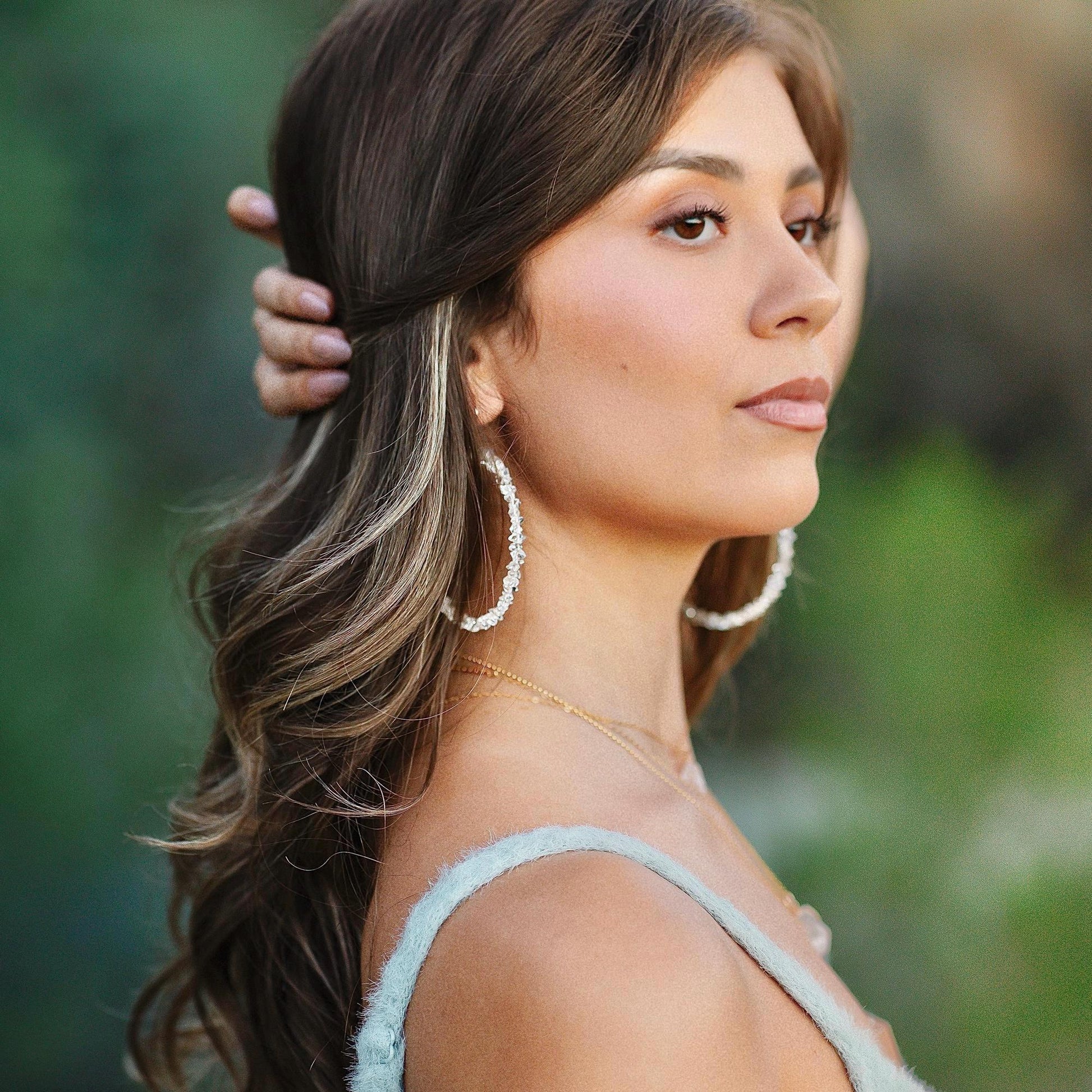 Sparkling Herkimer Diamonds on Lightweight Hoops | Natural Statement Jewelry | 14k Gold Filled or Sterling Silver Skin Safe Ear Wires