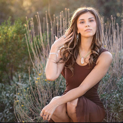 Arch-Shaped Dangle Earrings with Raw Crystal Point & Star Charm - 14k Gold Filled or Sterling Silver Skin Safe Ear Wires