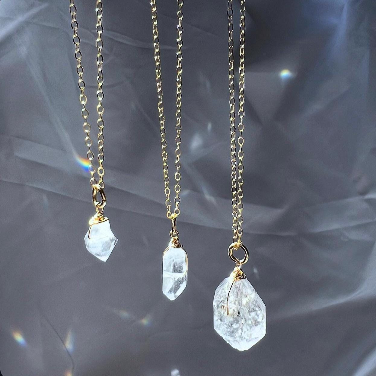 Herkimer Diamond Pendant - Choose Size & Metal: 14K Gold Filled, Silver, or 14k Rose Gold Filled