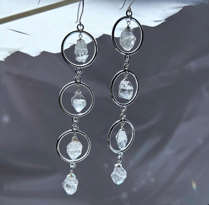 Herkimer Diamond Dangle Earrings – Crystal Suncatcher Earrings in Gold or Silver, 14k Gold Filled or Sterling Silver Skin Safe Earring Hook