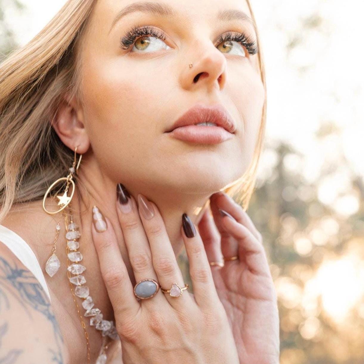 Chunky Herkimer Diamond Choker with Gold & Silver Bead Accents