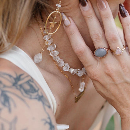 Chunky Herkimer Diamond Choker with Gold & Silver Bead Accents