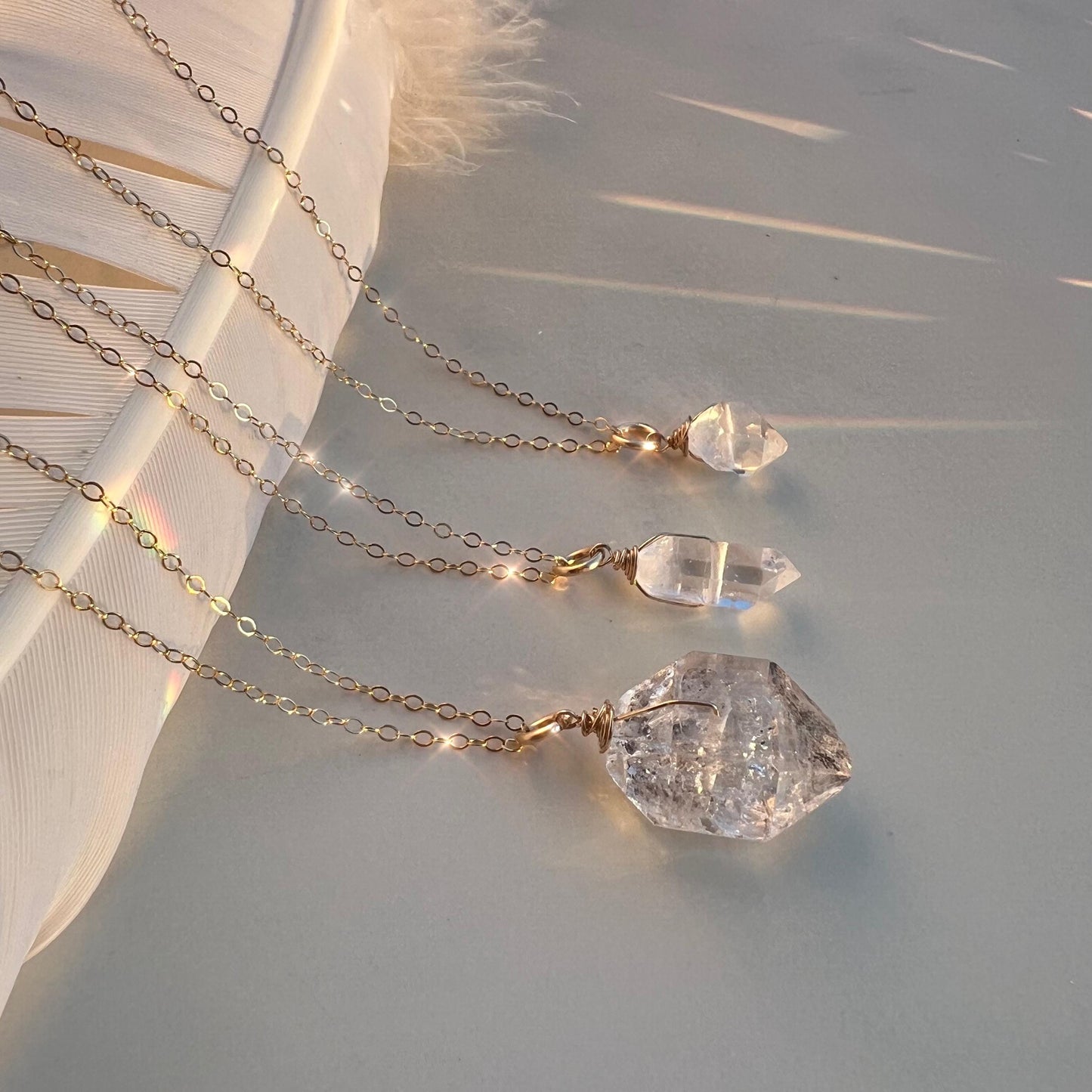 Herkimer Diamond Pendant - Choose Size & Metal: 14K Gold Filled, Silver, or 14k Rose Gold Filled