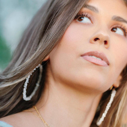 Sparkling Herkimer Diamonds on Lightweight Hoops | Natural Statement Jewelry | 14k Gold Filled or Sterling Silver Skin Safe Ear Wires