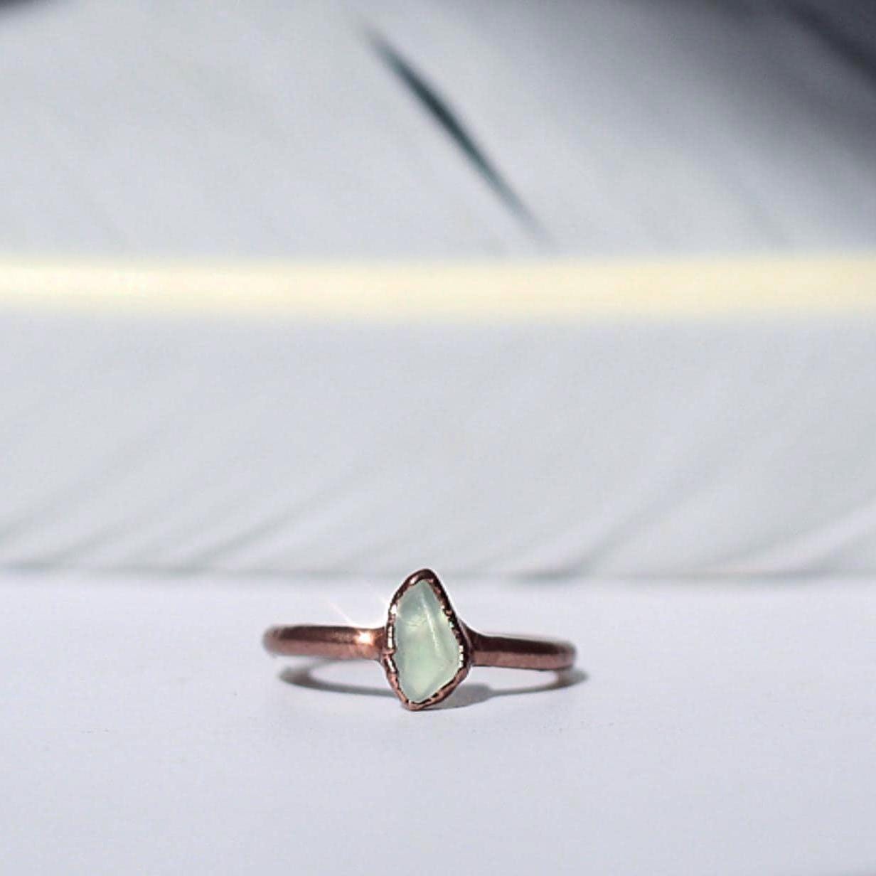 Copper Band Fluorite Stone Stacking Rings- Solitaire Ring or a Set of 3