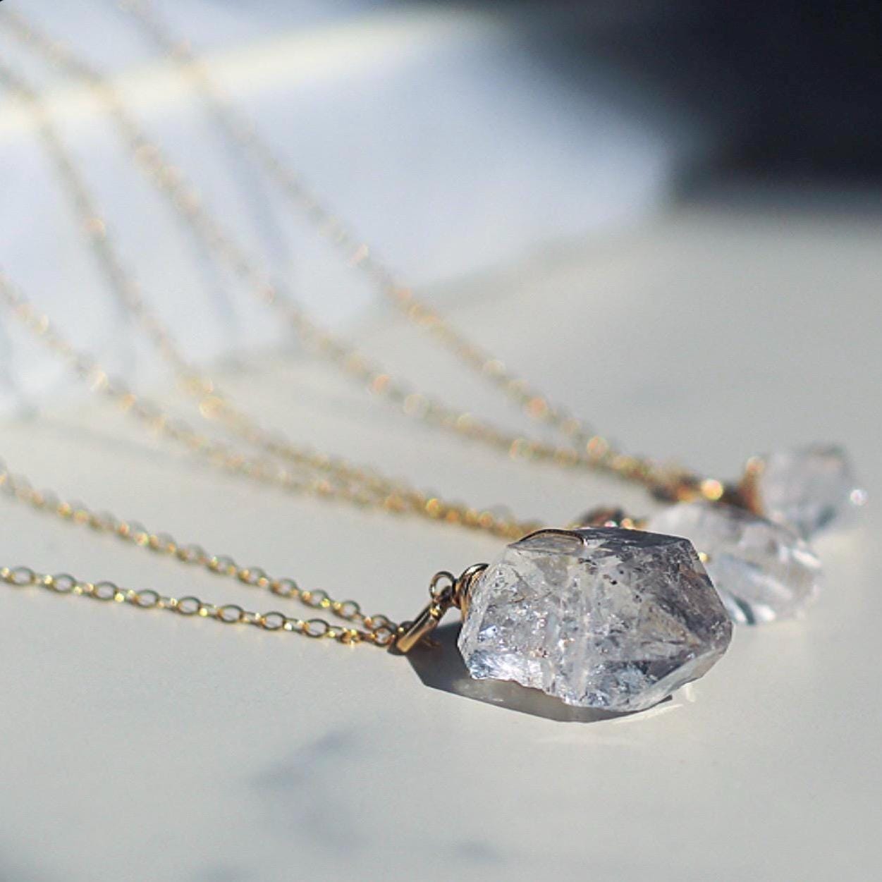 Herkimer Diamond Pendant - Choose Size & Metal: 14K Gold Filled, Silver, or 14k Rose Gold Filled