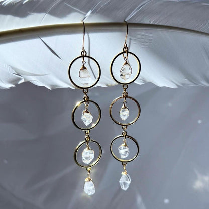 Herkimer Diamond Dangle Earrings – Crystal Suncatcher Earrings in Gold or Silver, 14k Gold Filled or Sterling Silver Skin Safe Earring Hook
