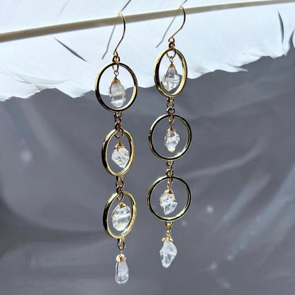 Herkimer Diamond Dangle Earrings – Crystal Suncatcher Earrings in Gold or Silver, 14k Gold Filled or Sterling Silver Skin Safe Earring Hook