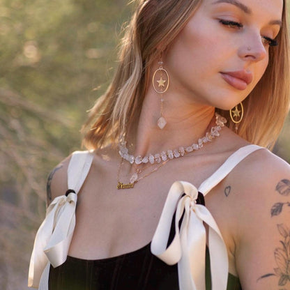 Chunky Herkimer Diamond Choker with Gold & Silver Bead Accents