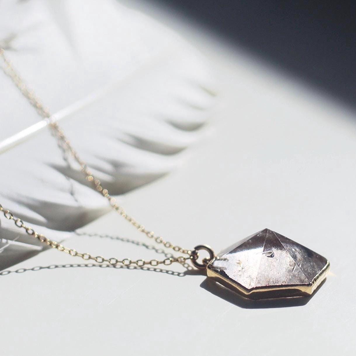 Crystal Quartz Prism Pendant, Quartz Hexagon Pendant, Clear Crystal Charm Necklace, Natural Crystal Jewelry