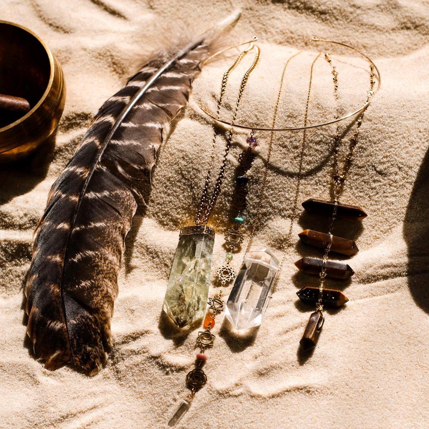 Chakra Lariat Choker, Hippie Necklace for Her, Cool Boho Necklace, Multistone Long Necklace, Chakra Statement Necklace