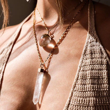 Crystal Quartz Orb Pendant, Round Crystal Nugget Necklace, Natural Crystal Ball Necklace, Everyday Crystal Jewelry
