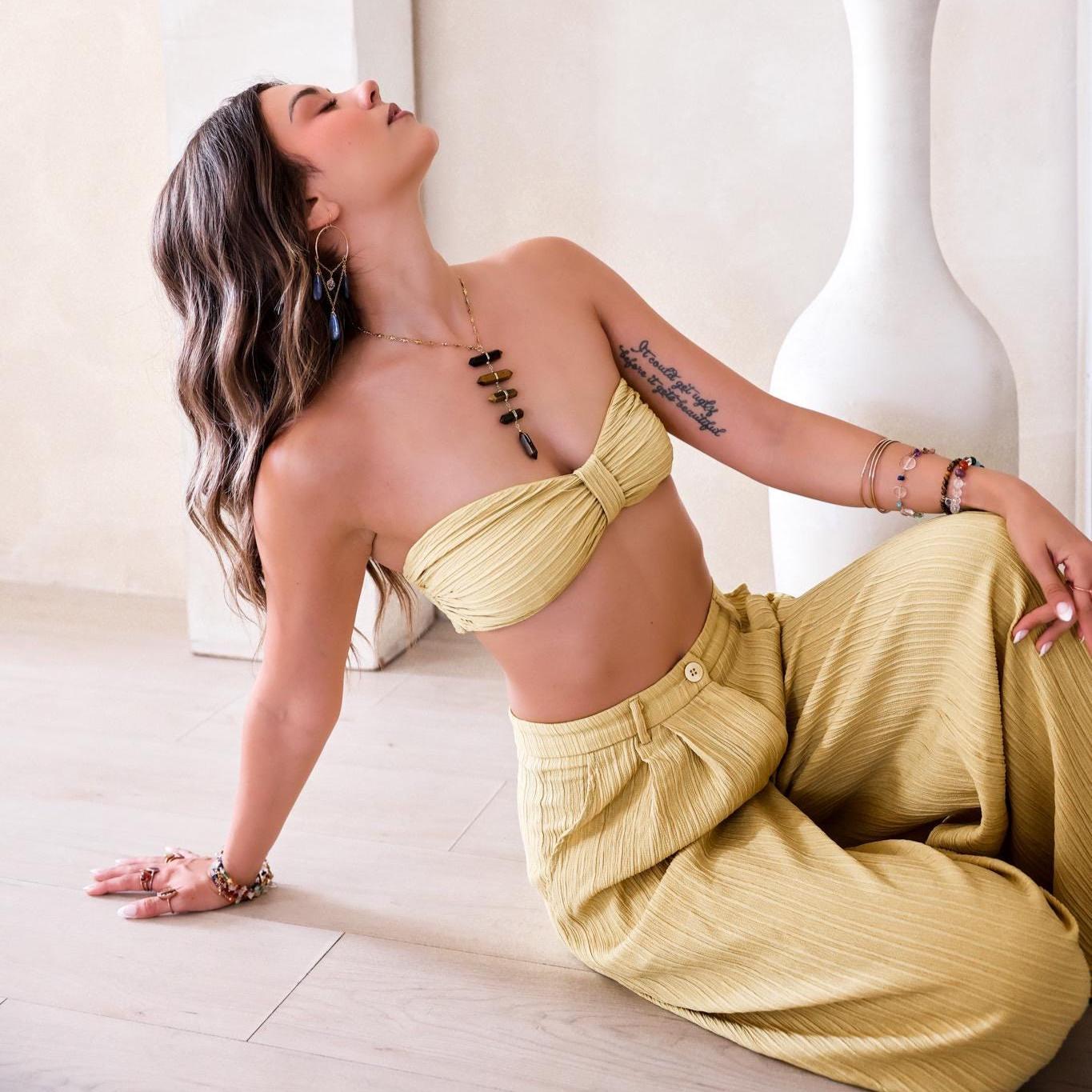 Tigers Eye Point Lariat Necklace: Boho Crystal Statement Jewelry, Boho Statement Necklace, Earthy Crystal Necklace, Tigers Eye Jewelry