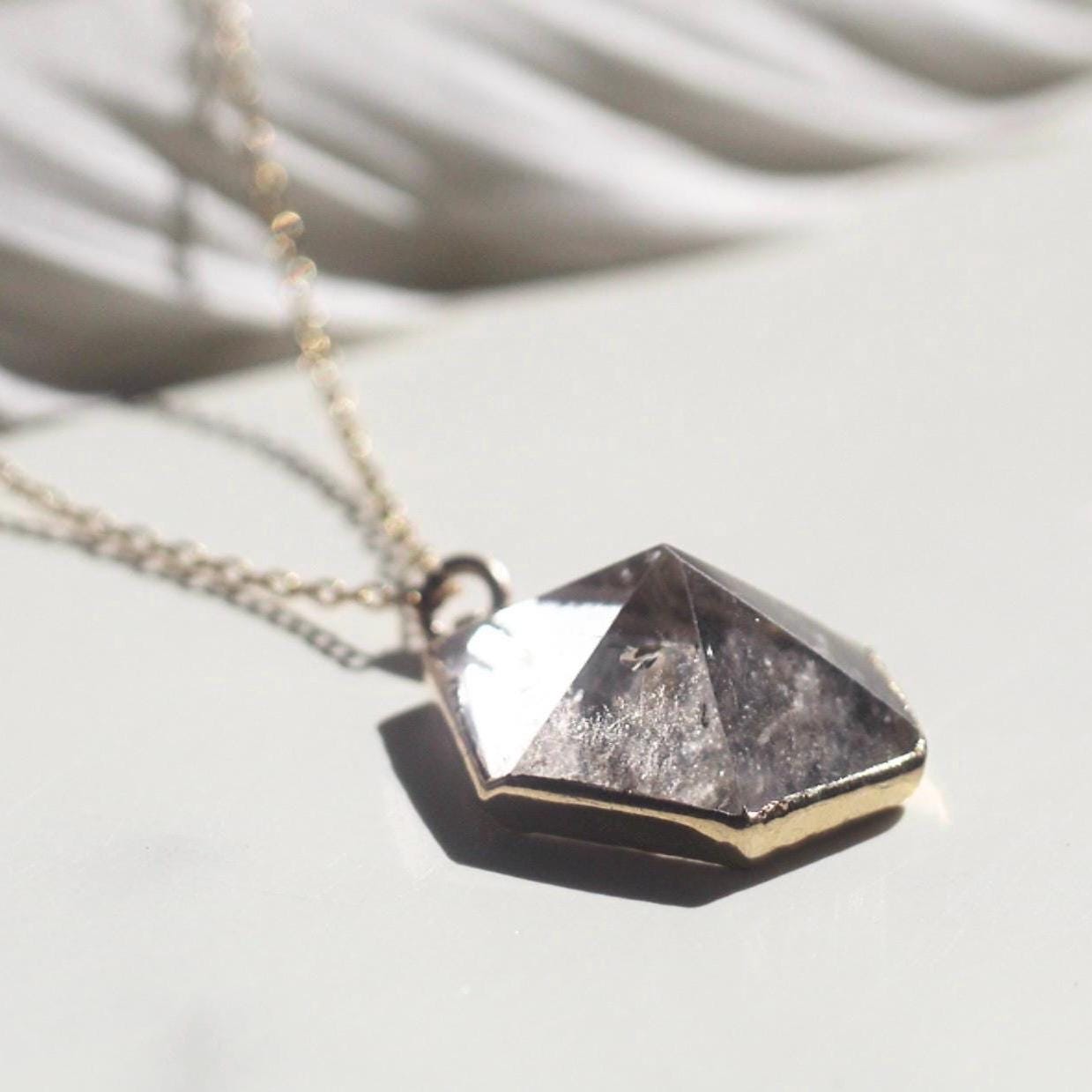 Crystal Quartz Prism Pendant, Quartz Hexagon Pendant, Clear Crystal Charm Necklace, Natural Crystal Jewelry