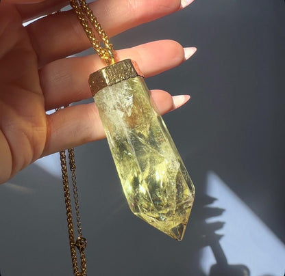 Extra Large Citrine Point Necklace, Huge Citrine Pendant, Citrine Statement Necklace