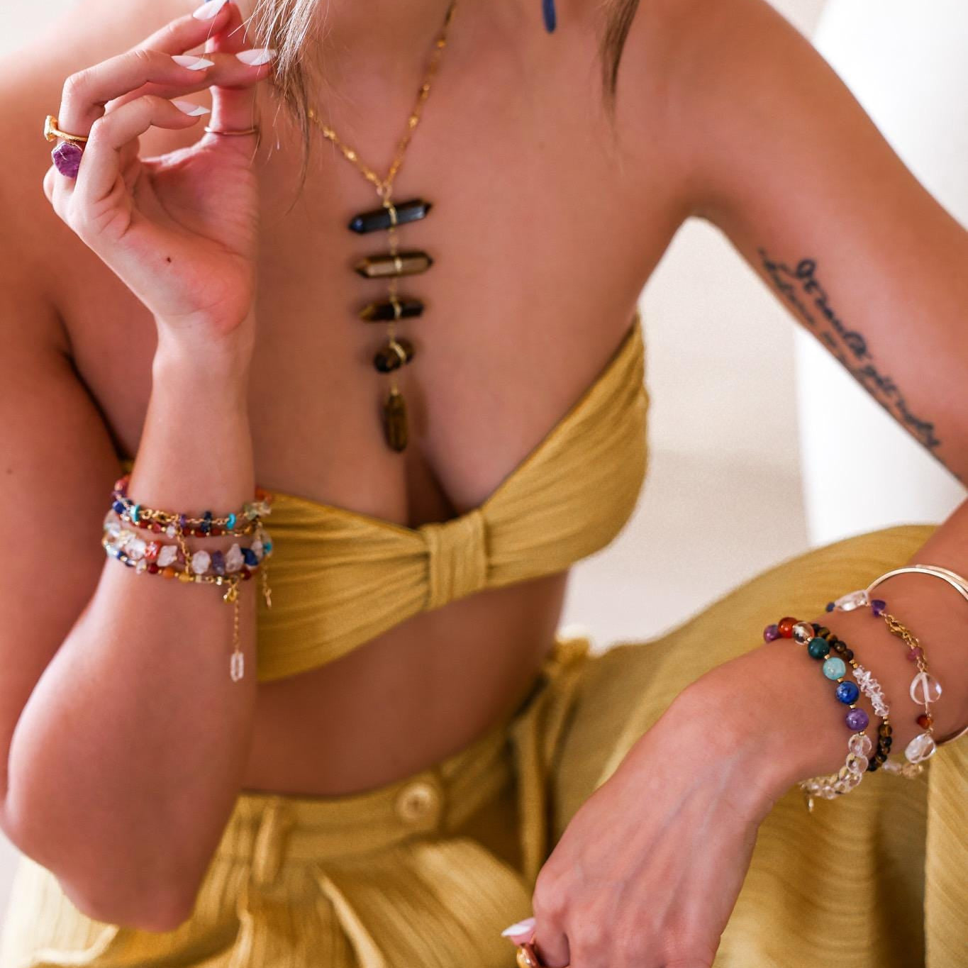 Herkimer Diamond Chakra Stone Beaded Bracelet, Chunky Crystal Bracelet, Rainbow Gemstone Bracelet, Natural Crystal Jewelry, Sparkly Crystals