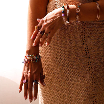 Heart Chakra Stone Bracelet, Heart Gemstone Bracelet, Chakra Gemstone Jewelry, Chakra Crystals, Crystal Gift for Her, Rainbow Jewelry