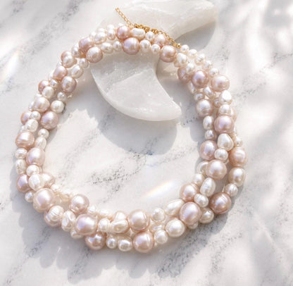 Pearl Wrap Choker, Triple Wrap Statement Choker, Convertible Wrap Pearl Necklace, Multi Wrap Freshwater Pearl Layering Necklace