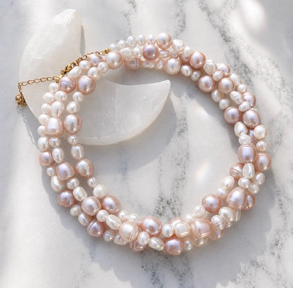 Pearl Wrap Choker, Triple Wrap Statement Choker, Convertible Wrap Pearl Necklace, Multi Wrap Freshwater Pearl Layering Necklace