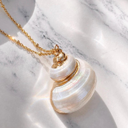 Conch Spiral Shell Necklace, Natural Shell Choker, Mermaid Necklace, Seashell Pendant Necklace, Boho Bride Necklace, Beach Wedding Jewelry