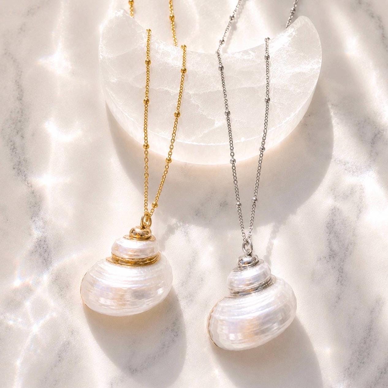Conch Spiral Shell Necklace, Natural Shell Choker, Mermaid Necklace, Seashell Pendant Necklace, Boho Bride Necklace, Beach Wedding Jewelry