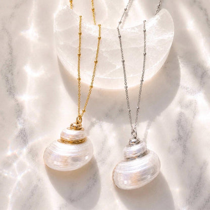 Conch Spiral Shell Necklace, Natural Shell Choker, Mermaid Necklace, Seashell Pendant Necklace, Boho Bride Necklace, Beach Wedding Jewelry