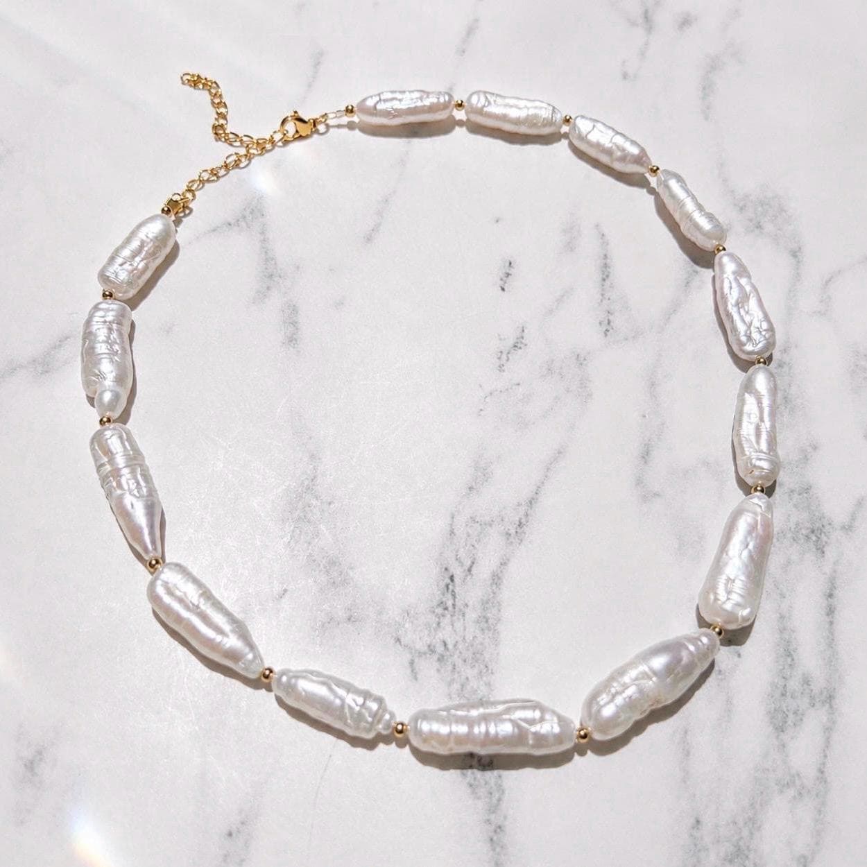 Large Biwa Pearl Choker, Stick Pearl Necklace, Freshwater Pearl Jewelry, Genuine Pearls, Pearl Layering Choker, Wedding Jewelry, Real Pearls
