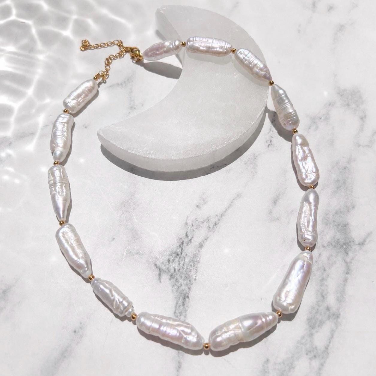 Large Biwa Pearl Choker, Stick Pearl Necklace, Freshwater Pearl Jewelry, Genuine Pearls, Pearl Layering Choker, Wedding Jewelry, Real Pearls