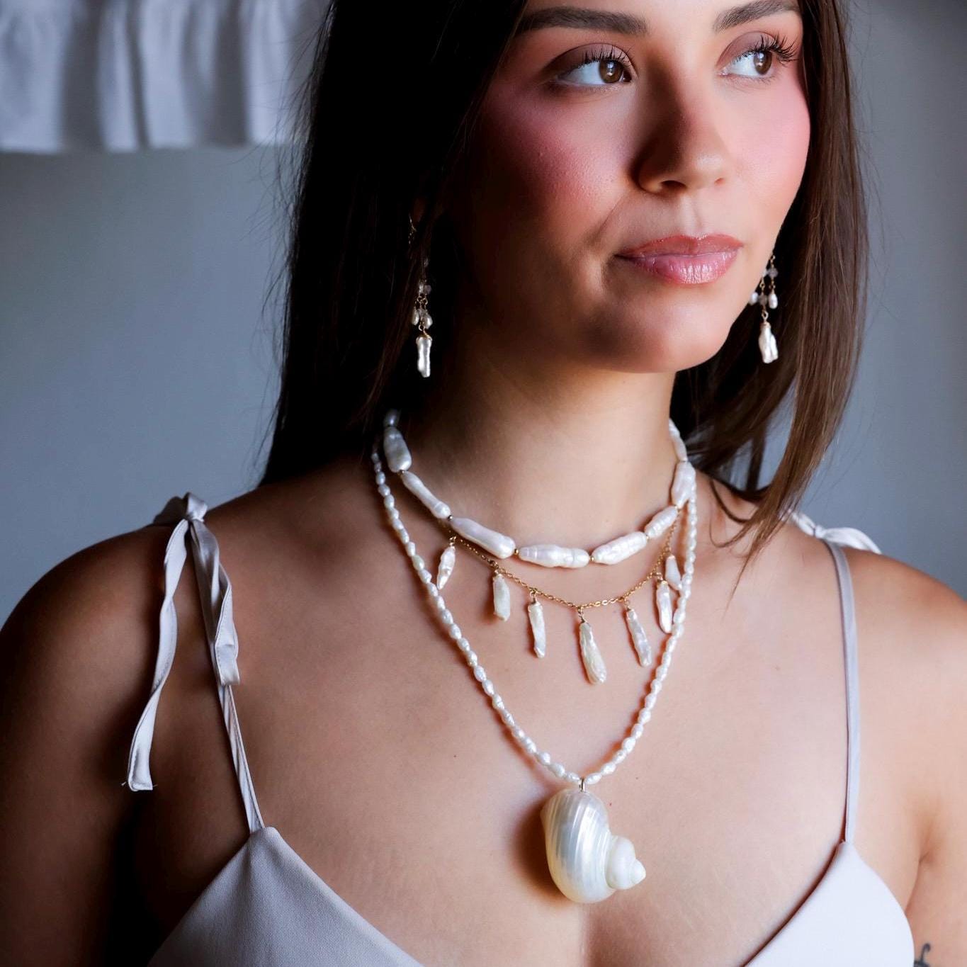 Large Biwa Pearl Choker, Stick Pearl Necklace, Freshwater Pearl Jewelry, Genuine Pearls, Pearl Layering Choker, Wedding Jewelry, Real Pearls