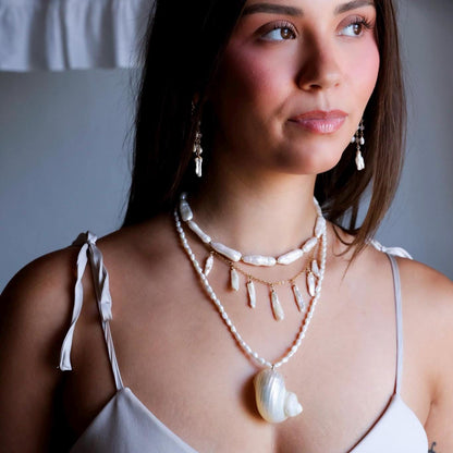 Large Biwa Pearl Choker, Stick Pearl Necklace, Freshwater Pearl Jewelry, Genuine Pearls, Pearl Layering Choker, Wedding Jewelry, Real Pearls