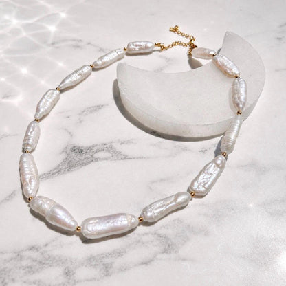 Large Biwa Pearl Choker, Stick Pearl Necklace, Freshwater Pearl Jewelry, Genuine Pearls, Pearl Layering Choker, Wedding Jewelry, Real Pearls