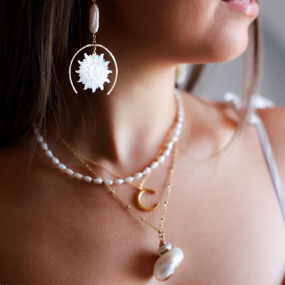 Sun and Moon Face Mother of Pearl Earrings, Sun Face Jewelry, Gold Filled Sun Earrings, Moon and Sun Earrings, Mother of Pearl Sun Earrings