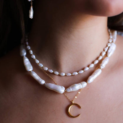 Large Biwa Pearl Choker, Stick Pearl Necklace, Freshwater Pearl Jewelry, Genuine Pearls, Pearl Layering Choker, Wedding Jewelry, Real Pearls