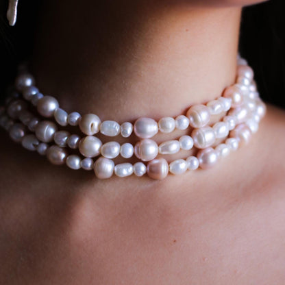 Pearl Wrap Choker, Triple Wrap Statement Choker, Convertible Wrap Pearl Necklace, Multi Wrap Freshwater Pearl Layering Necklace