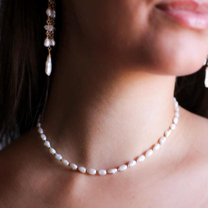 Tiny Pearl Choker, Rice Pearl Necklace, Dainty Pearl Jewelry, Delicate Freshwater Pearl Jewelry, Pearl Wedding Jewelry, Pearl Layer Choker