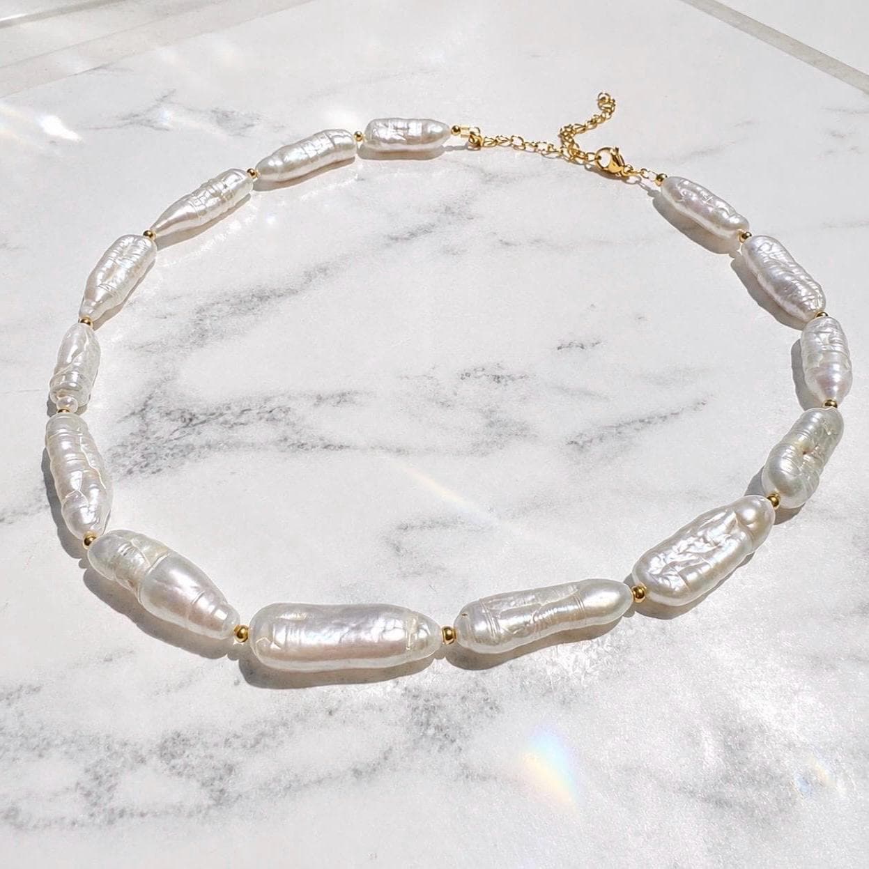 Large Biwa Pearl Choker, Stick Pearl Necklace, Freshwater Pearl Jewelry, Genuine Pearls, Pearl Layering Choker, Wedding Jewelry, Real Pearls