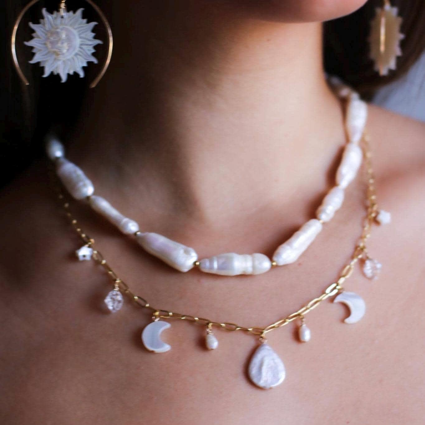 Large Biwa Pearl Choker, Stick Pearl Necklace, Freshwater Pearl Jewelry, Genuine Pearls, Pearl Layering Choker, Wedding Jewelry, Real Pearls