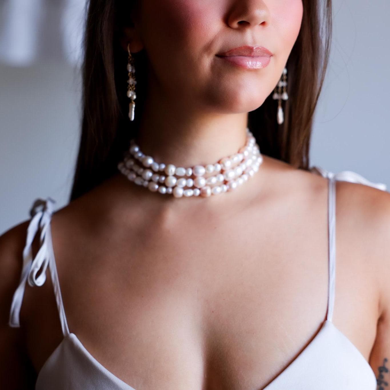 Pearl Wrap Choker, Triple Wrap Statement Choker, Convertible Wrap Pearl Necklace, Multi Wrap Freshwater Pearl Layering Necklace