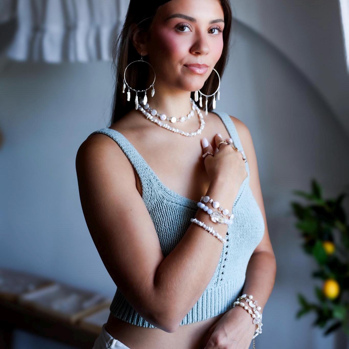 Pearl Coin Choker with Herkimer Diamonds, Pearl Choker, Pearl Layer Necklace, Boho Pearl Choker, Pearl Wedding Choker