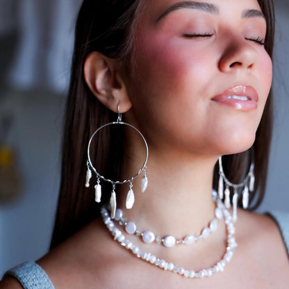 Pearl Coin Choker with Herkimer Diamonds, Pearl Choker, Pearl Layer Necklace, Boho Pearl Choker, Pearl Wedding Choker