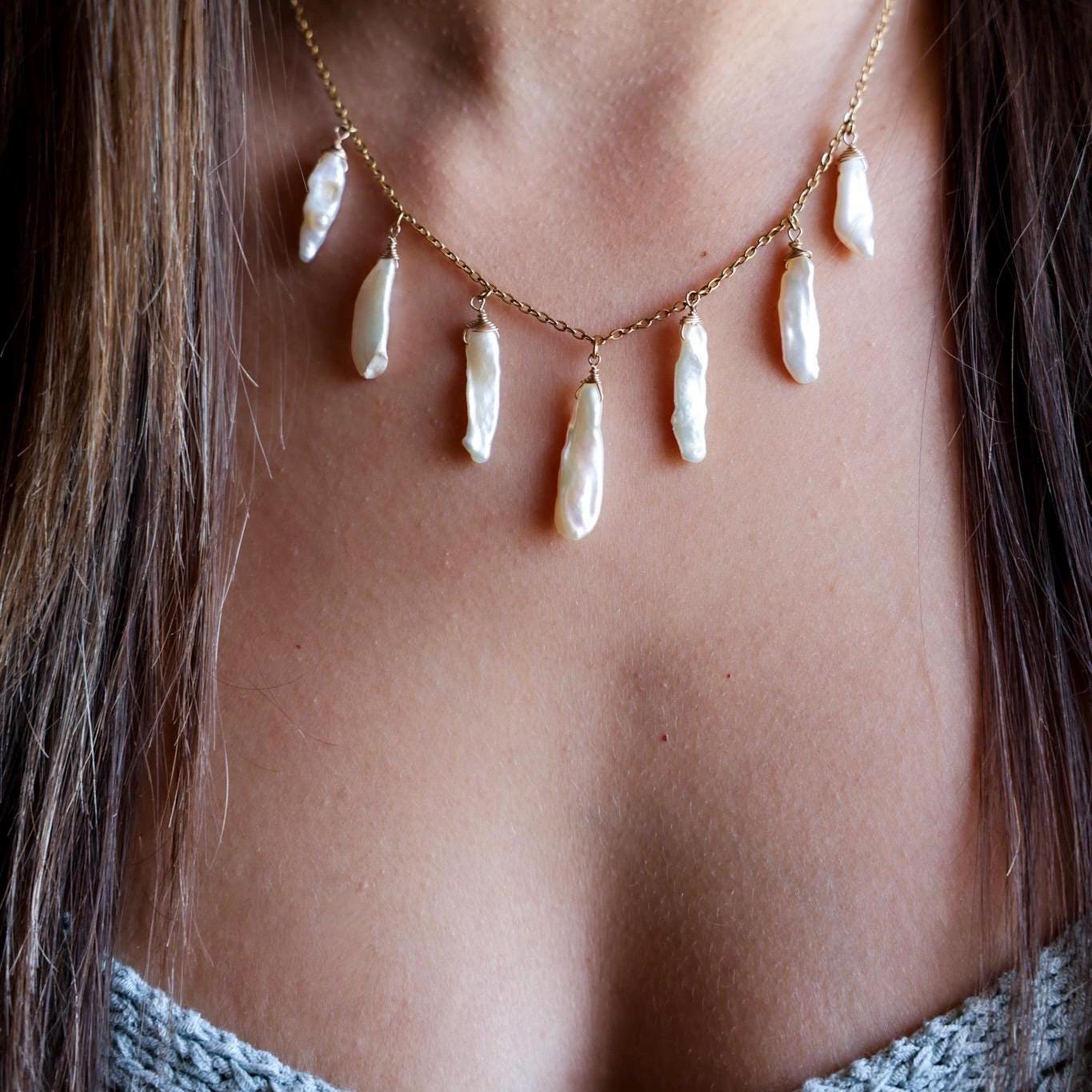 Biwa Pearl Starion Necklace