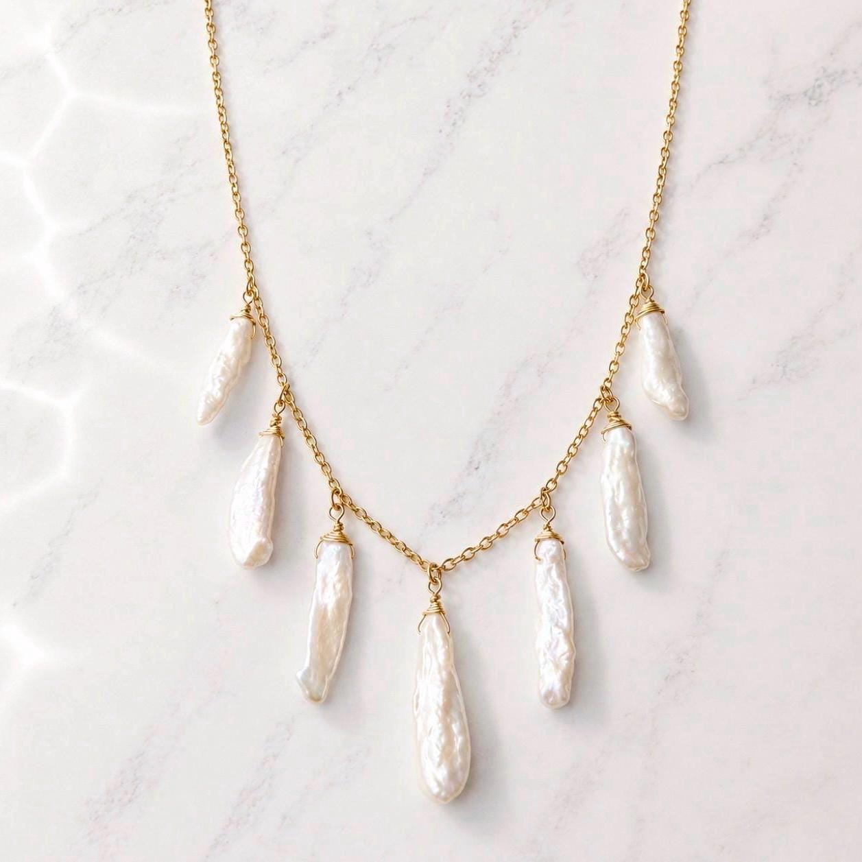 Biwa Pearl Starion Necklace