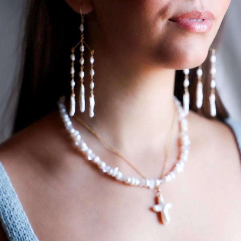 Pearl Chandelier Earrings, Delicate Pearl Dangle Earrings, Pearl Statement Earrings, Long Pearl Earrings